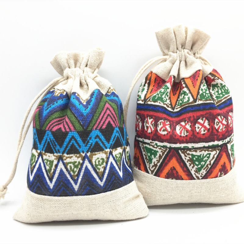 Ethnic Fabric - Сумка на шнурке в этническом стиле,
