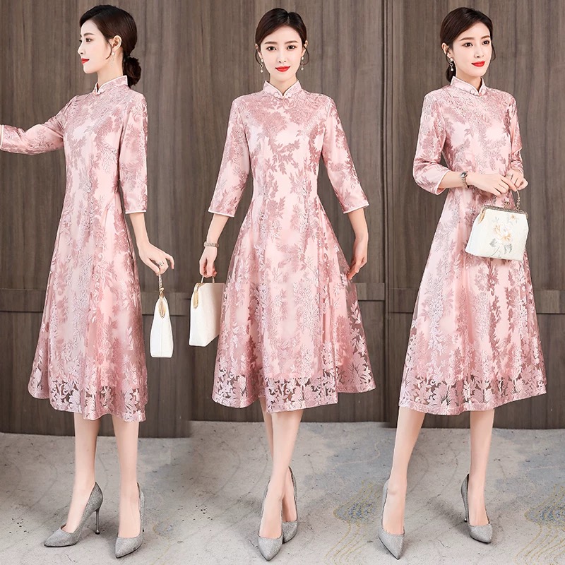 Ao Dai Vietnam Dress - Элегантное женское платье Aodai Vietnam Cheongsam,