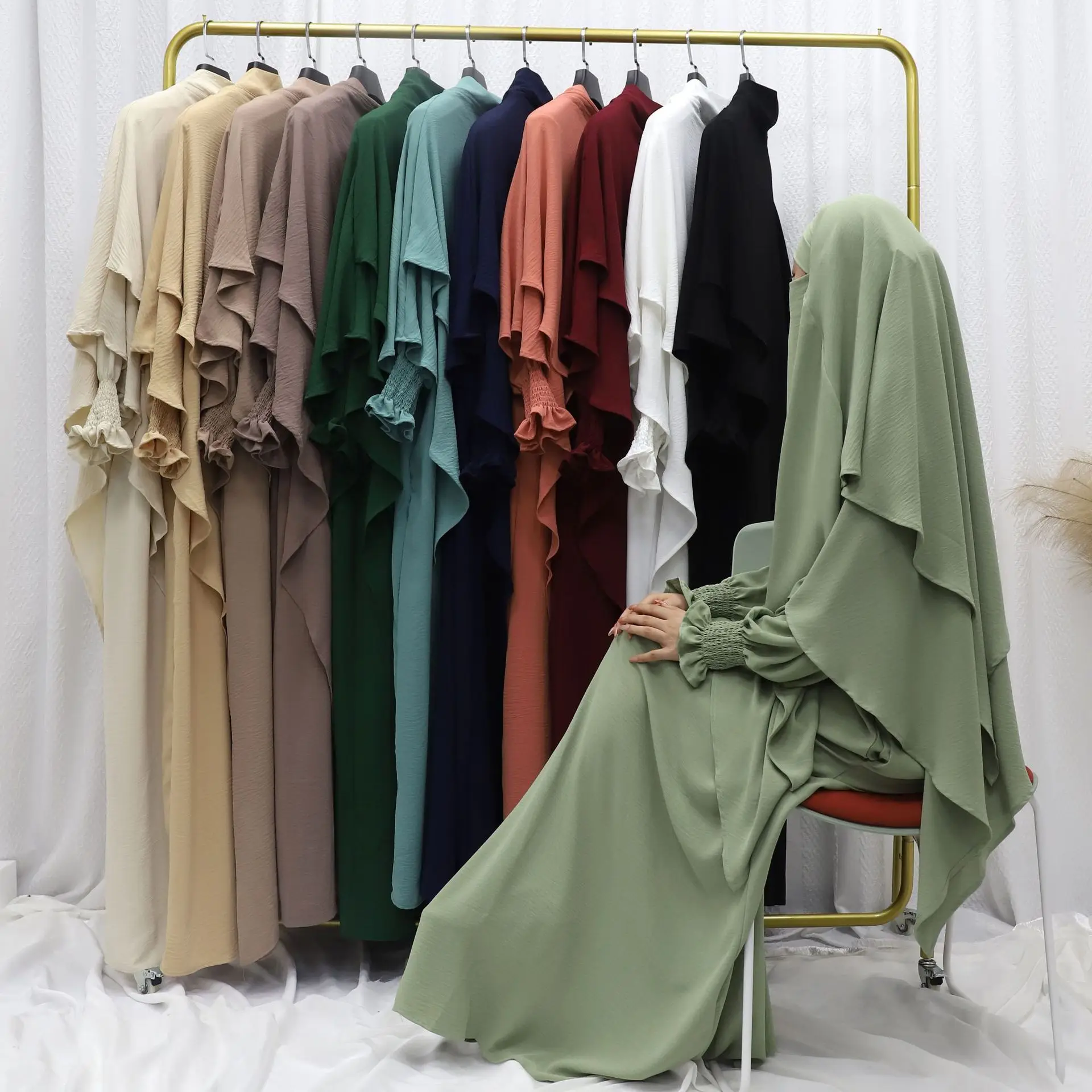 Abaya Modest Wear - Рамадан Скромные мусульманские женские платья Платок